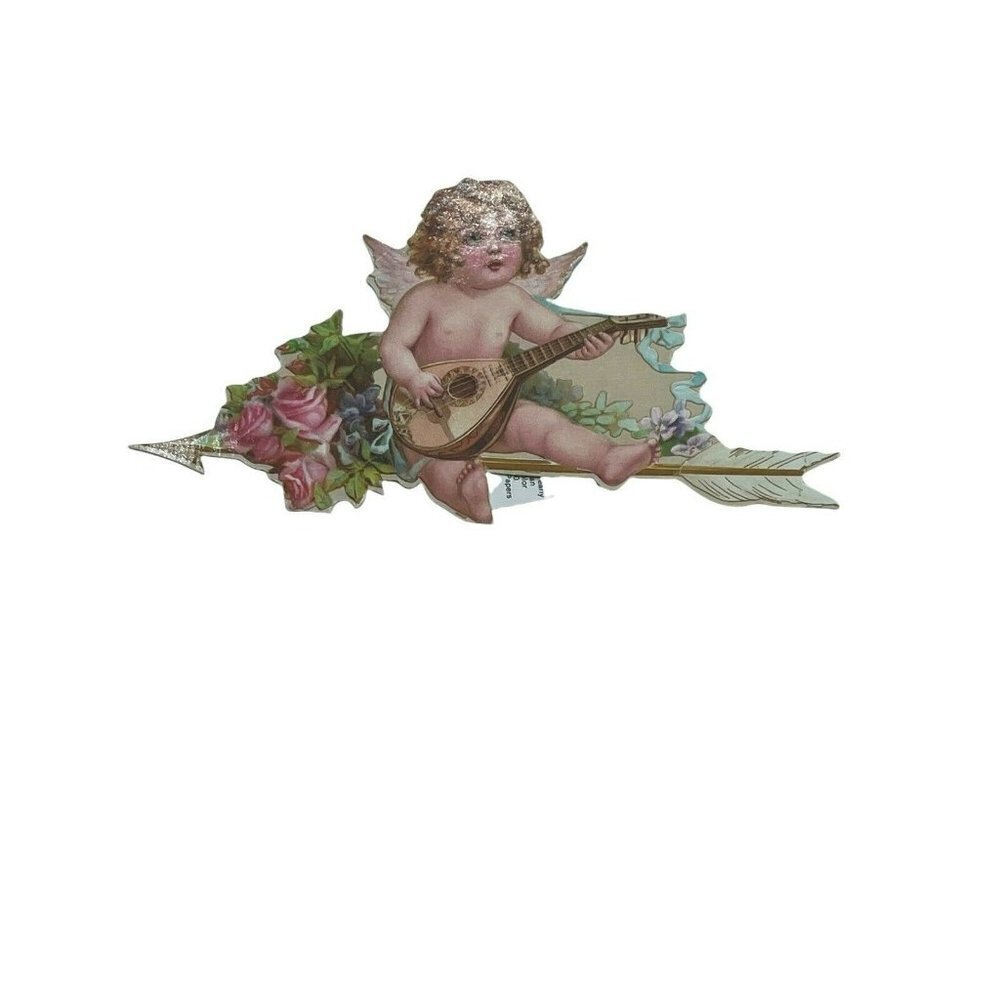 Vintage Valentine Day Card Cherub Baby Winslow Papers Co. Pop Up Stand Floral